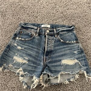 Moussy Blue Distressed Jean Shorts